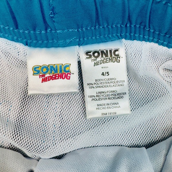 Sonic the Hedgehog Boys Swim Trunks Size 4/5 Blue Black Let's‎ Roll! - Picture 8 of 14